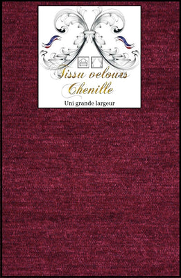 Tissu velours rouge foncé chenille mètre décoration rideau tapisserie fauteuil grande largeur 280 cm