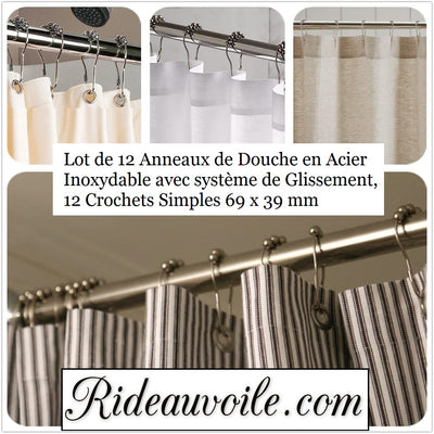 Ensemble D' Anneaux Accroche Rideau, Crochets De Rideau De Douche Larges