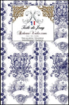 Boutique Rideauvoile tissu motif musée Toile de Jouy bleu sur mesure au mètre décoration intérieure, extérieur outdoor. Textile éditeur ameublement couture confection, en ignifugé, occultant, voilage, velours rideau, coussin, couette. Tapisserie siège fauteuil bergère.