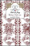 Rideauvoile tissu motif musée Toile de Jouy rouge Lie de Vin sur mesure au mètre décoration intérieure, extérieur outdoor. Textile éditeur ameublement couture confection, en ignifugé, occultant, voilage, velours rideau, coussin, couette. Tapisserie siège fauteuil bergère.