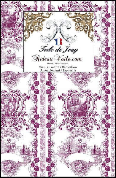 Rideauvoile Versailles Toile de Jouy inédite au mètre ameublement tapisserie store housse de couette rideau voilage décoration intérieure, extérieur outdoor. Textile éditeur ameublement couture confection, en ignifugé, occultant, velours rideaux, dessus de lit,Tapisserie siège fauteuil bergère.