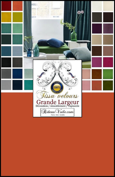 Rideauvoile | Tissus velours orange rose corail éditeur fabricant français textile d'ameublement luxe décoration aménagement rénovation décoratrice architecte intérieur Paris. Velvet fabrics editor manufacturer furnishing french textiles home interior high-end velvet upholsterer Hotel.