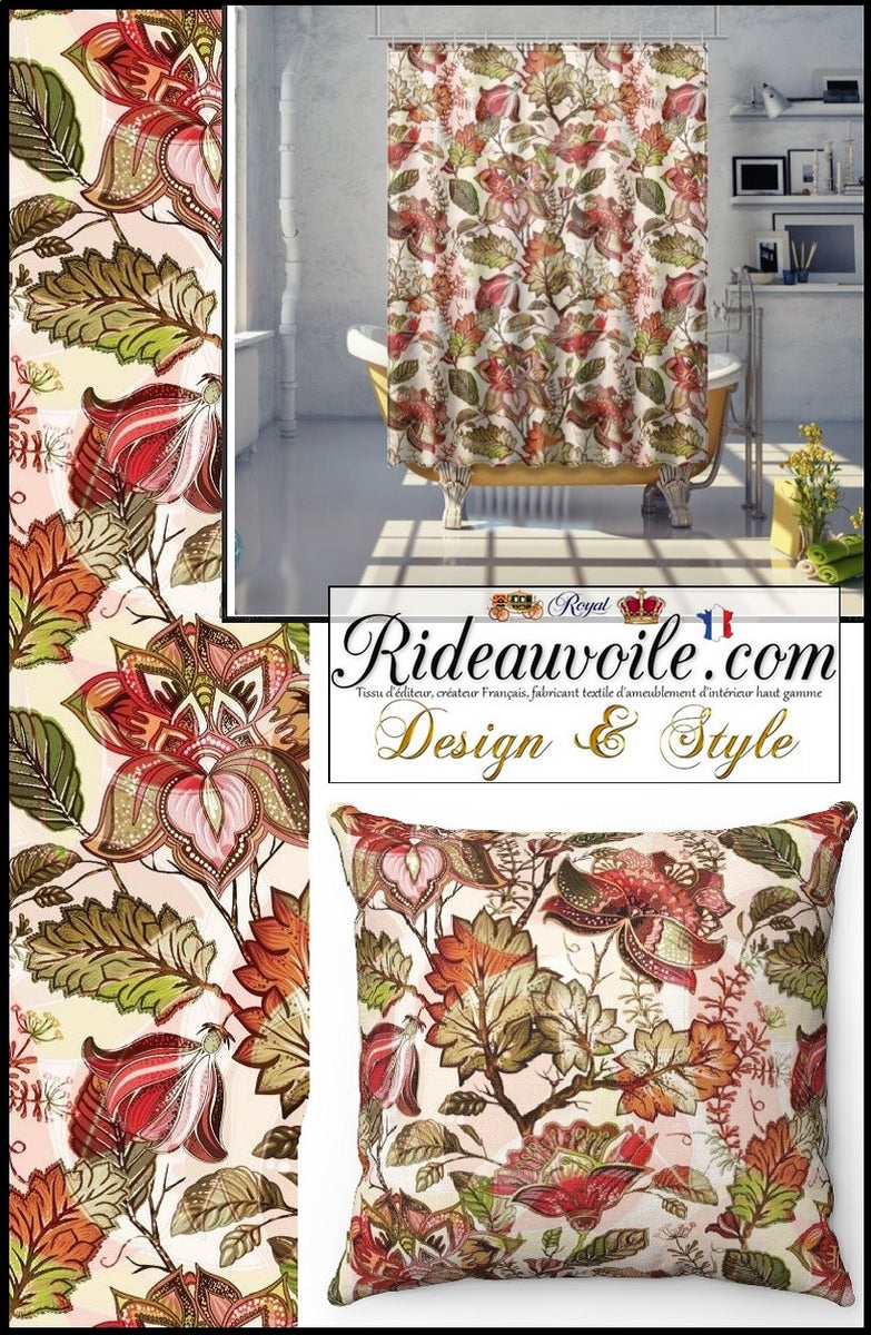 Paire De Rideaux, Tentures En Lin décor cachemire XX ème Paire De Rideaux, Tentures En Lin décor cachemire XX ème