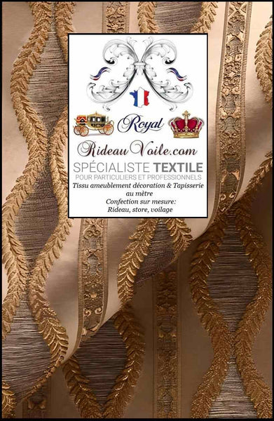 Boutique rideauvoile tissus ameublement tissé Baroque Jacquard rétro Empire au mètre Damassé. Éditeur textile tapisserie décoratrice Rideau, coussin atelier Paris Versailles. Décoration architecte décorateur intérieure rénovation agencement.