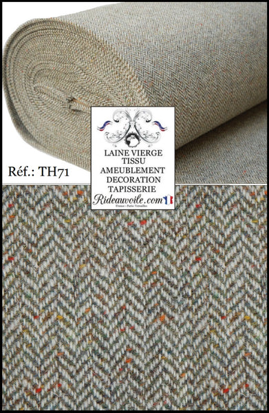 Ce tissu 100 % pure laine vierge dans un motif à chevrons authentique pèse environ 350 g par m²/m. Tissu au mètre pour la décoration et la tapisserie sièges et murs. Rideauvoile.com c'est également un service de confection sur mesure. 