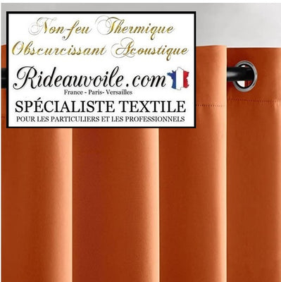 Tissu orange grande largeur 290 cm ameublement au mètre doublure isolant thermique phonique rideau occultant, ignifugé, non feu. Confection Architecte intérieur tapissier décoratrice luxe éditeur boutique en ligne décoration. Paris, Versailles, France.