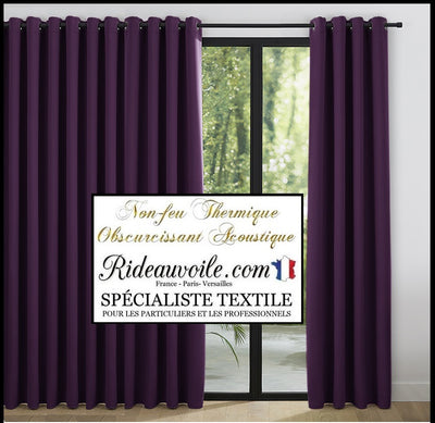 Tissu ameublement 150 cm au mètre doublure isolant thermique phonique rideau prune aubergine occultant, ignifugé, non-feu. Confection Architecte intérieur tapissier décoratrice luxe éditeur boutique en ligne décoration rénovation travaux habitation appartement hôtel restaurant.