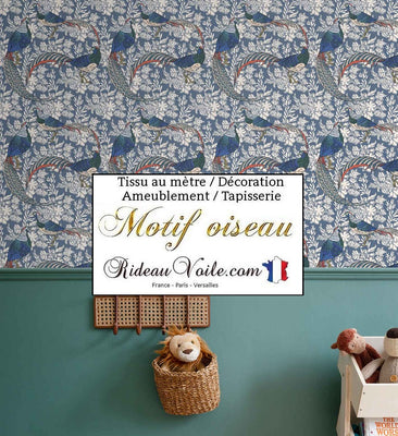 Tissu ameublement décoration imprimé Toile de Jouy motif fleurs décoration tapisserie
