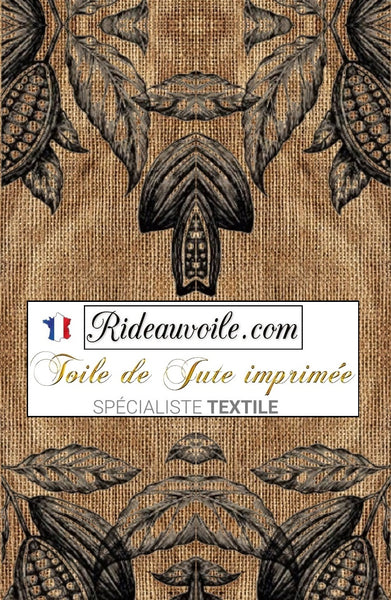 Tissu ameublement vieux sac Toile de Jute Décoration vintage café cacao motif ethnique imprimé mètre tapisserie mètre rideau. Fabrics burlap sack coffe chocolate upholstery tapestry drapes meter. Voilage, rideau couette, coussin. Textile ignifuge, occultant. siège fauteuil. Décoratrice intérieur Paris Versailles.