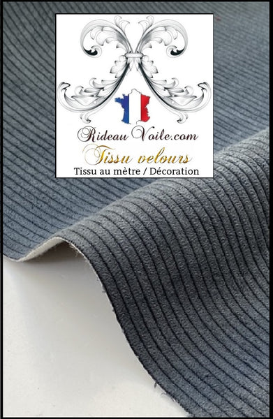 Tissu d'éditeur d'intérieur velours côtelé uni BLEU ameublement mètre rideau canapé