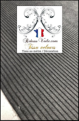 Tissu velours côtelé uni Gris anthracite textile ameublement au mètre rideau canapé