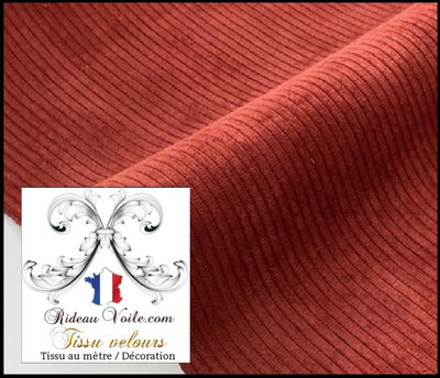 Tissu d'éditeur d'intérieur velours côtelé uni ROUGE ameublement mètre rideau canapé