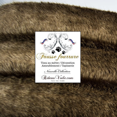 Tissu fausse fourrure au mètre imitation loup brun rideau faux fur curtain Brown Wolf