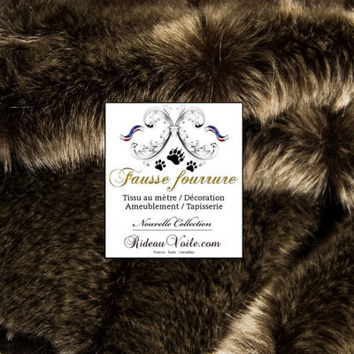 Tissu fausse fourrure au mètre imitation loup brun rideau faux fur curtain Brown Wolf