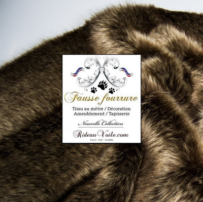 Tissu fausse fourrure au mètre imitation loup brun rideau faux fur curtain Brown Wolf