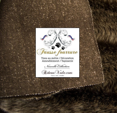 Tissu fausse fourrure au mètre imitation loup brun rideau faux fur curtain Brown Wolf