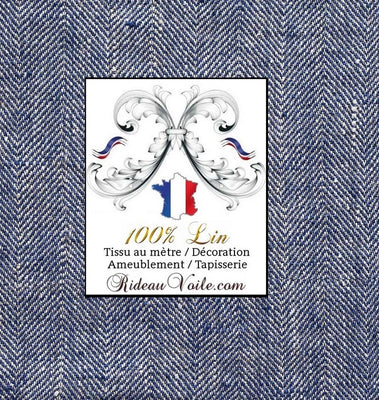 Boutique Tissu ameublement motif Lin Chevron Bleu indigo rideau au mètre pour tous les projets en décoration d'intérieur et tapisserie décorateur architecte agencement et rénovation Paris Society hospitality.