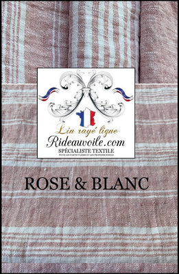 Tissu prélavé épais rose blanc, 100% lin vendu au mètre ou en confection sur mesure par notre atelier. Ce tissu pur lin de qualité supérieure est parfait pour la décoration, la literie, le linge de cuisine et les rideaux.