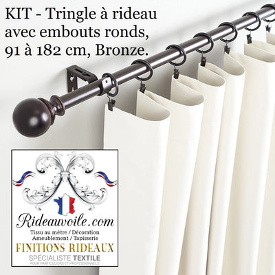 Rideauvoile Kit accessoires tringles barres embouts ronds support rideaux voilages
