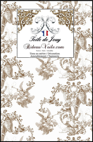 Tissu Empire Renaissance liturgique Chérubins ameublement tapisserie Angelots Toile de Jouy mètre Fleurs de Lys rideau Ignifugé occultant. Country french fabric liturgical Orthodox upholstery curtain. Arte frescaTessuto Rinascimento Impero Arazzi Cherubini. cortina Gordijnen fugonny Vorhangstoff.