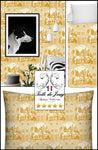 Rideauvoile | Tissu éditeur textile d'ameublement Toile de jouy jaune Médiéval décoration intérieur extérieur tapissier décorateur mètre rideau voilage. French fabrics Toile de Jouy pattern yard meter curtain upholsterer Stoff Mete Vorhangstoff. Gardib stof ved måleren. Tela de cortina metro. 