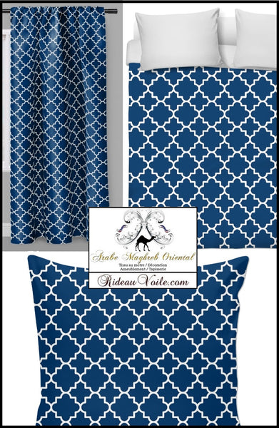 Boutique tissublu marine ameublement décoration salon  motif arabe au mètre rideau housse de couette - Shop store fabric upholstery tapestry decoration arabic pattern by the meter curtain duvet cover room house home