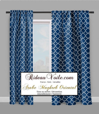 Boutique tissublu marine ameublement décoration salon  motif arabe au mètre rideau housse de couette - Shop store fabric upholstery tapestry decoration arabic pattern by the meter curtain duvet cover room house home