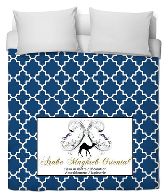 Boutique tissublu marine ameublement décoration salon  motif arabe au mètre rideau housse de couette - Shop store fabric upholstery tapestry decoration arabic pattern by the meter curtain duvet cover room house home