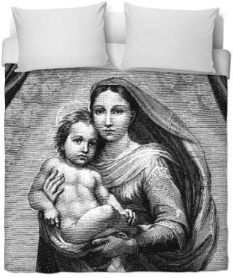 Tissu au mètre motif La Vierge Marie La Madone Eglise Madonna rideau coussin couette