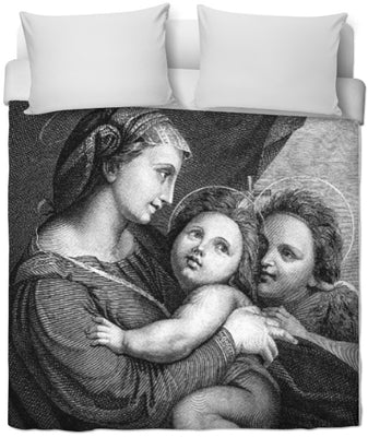 Tissu au mètre rideau coussin couette motif La Vierge Marie La Madone