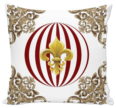 Tissu motif pois rond fleur de lys Or Empire au mètre