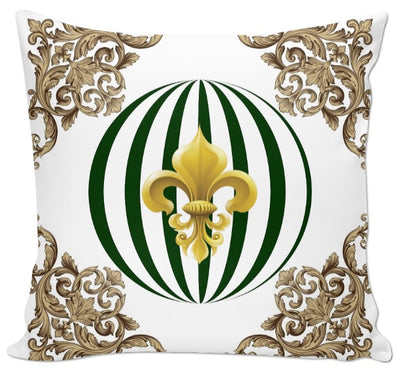 Beaux tissus ameublement style Empire au mètre motif rond et fleur de lys Or