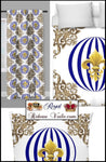 Beaux tissus ameublement style Empire au mètre motif fleur de lys Or déco