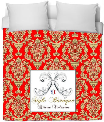 Tissus rideaux voilages velours ameublement Baroque rouge or mètre tapisserie siège papier peint