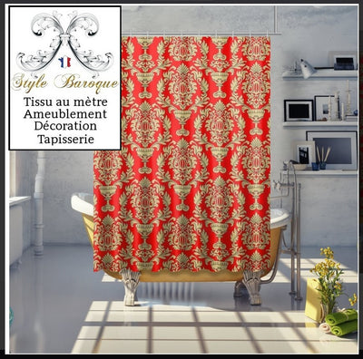 Tissus rideaux voilages velours ameublement Baroque rouge or mètre tapisserie siège papier peint