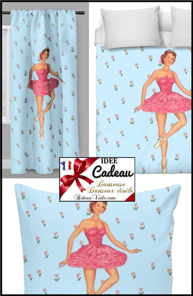 Tissu ameublement mètre motif danseuse étoile couette rideau voilage bleu