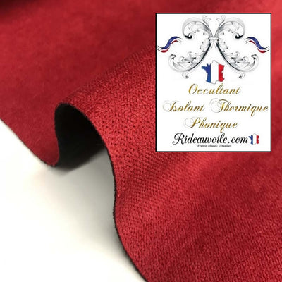 Tissu ameublement isolant thermique phonique acoustique au mètre rideau rouge