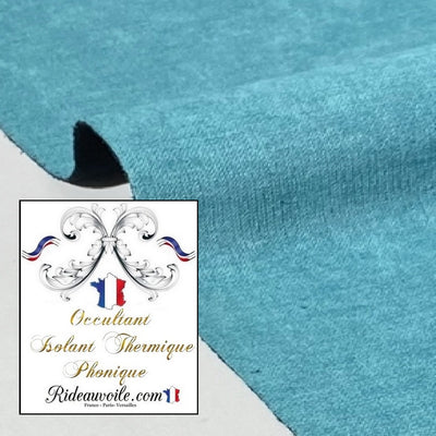 Bleu turquoise tissu velours isolant thermique phonique acoustique au mètre rideaux