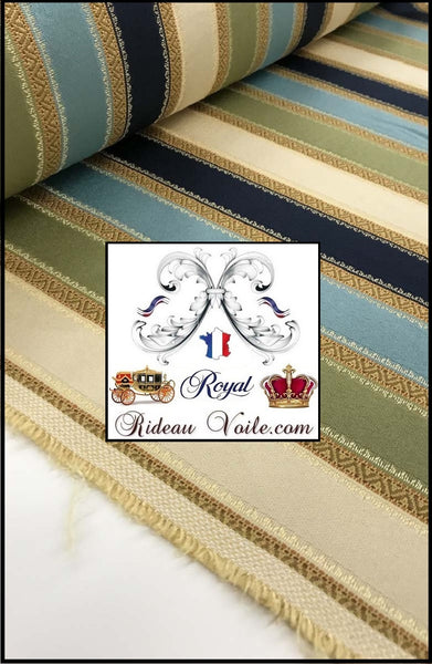 Rideauvoile boutique Tissu Empire Jacquard rayure ligne rayé au mètre ameublement Napoléon ornement Baroque atelier Luxe Paris  Versailles. Editeur tapisserie haut gamme siège, Bergère Duchesse. Décoration architecte intérieure rideaux. French fabrics upholtery furnishing drapes curtain tapestry.