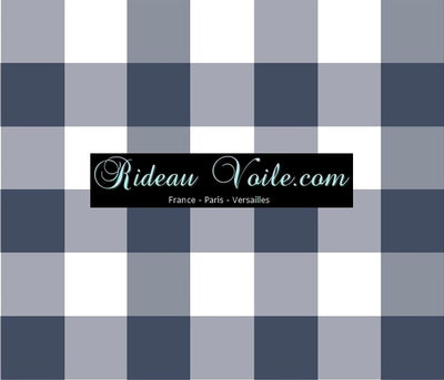 Carreaux vichy tissu ameublement au mètre motifs carrés bleu gris blanc rideau coussin couette tapisserie salon cuisine chambre