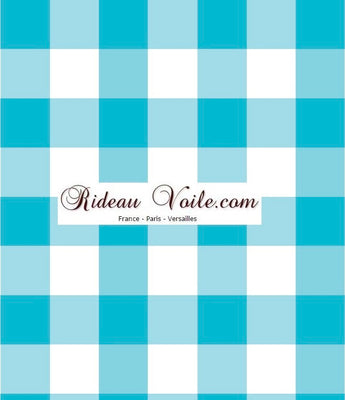 Carreaux vichy tissu ameublement au mètre motifs carrés bleu blanc rideau coussin couette tapisserie salon cuisine chambre 