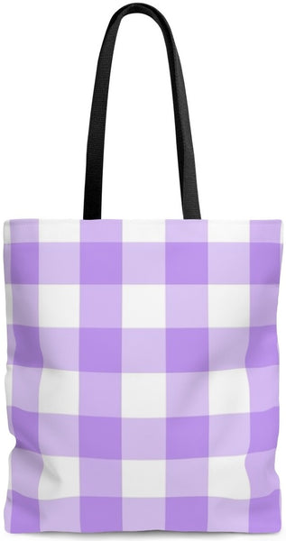Sac à main épaule cabas cuir motif carreaux carrés vichy lilas