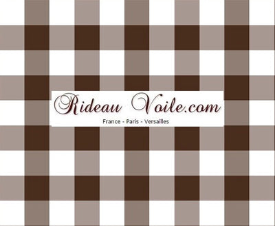 Carreaux vichy tissu au mètre carré marron blanc rideau couette coussin voilage
