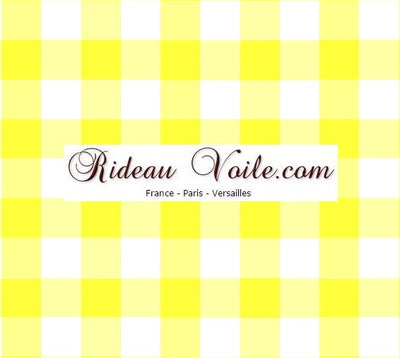 Carreaux vichy tissu mètre blanc jaune fluo rideau couette coussin