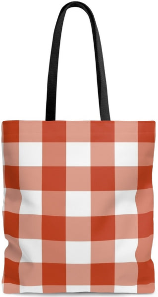 Sac à main épaule cabas cuir motif carreaux carrés vichy orange