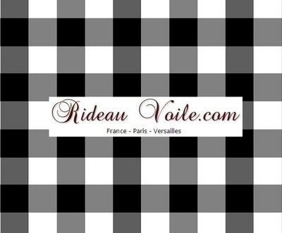 Carreaux vichy tissu mètre carré noir blanc rideau couette coussin
