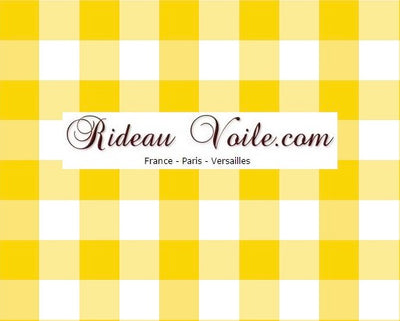 Carreaux vichy tissu mètre carré jaune blanc rideau couette coussin