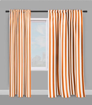Tissu ameublement orange rayé rayure au mètre rideau couette voilage sur mesure