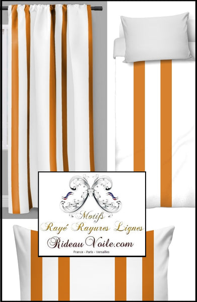 Tissu rayé rayures verticales ligne au mètre rideau couette orange
