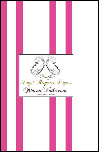 Tissu rayé rayures à lignes rose fushia au mètre rideau couette douche
